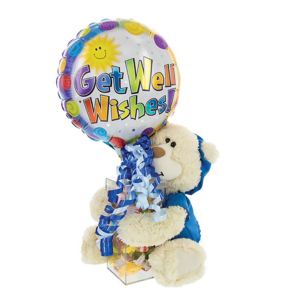 get well soon balloon and teddy