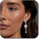 YONARROS Sparkly Silver Rhinestone Earrings for Women Wedding Prom Costume Chandelier Earrings Formal Jewelry