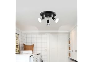 LURNOFY 3 Light Kitchen Track Lighting, spot Lights Indoor, Flexible Black Lighting Fixture Ceiling, Track Light Ceiling with GU10 Base for Kitchen, Corridor, Exhibition Hall (Bulbs Not Included)