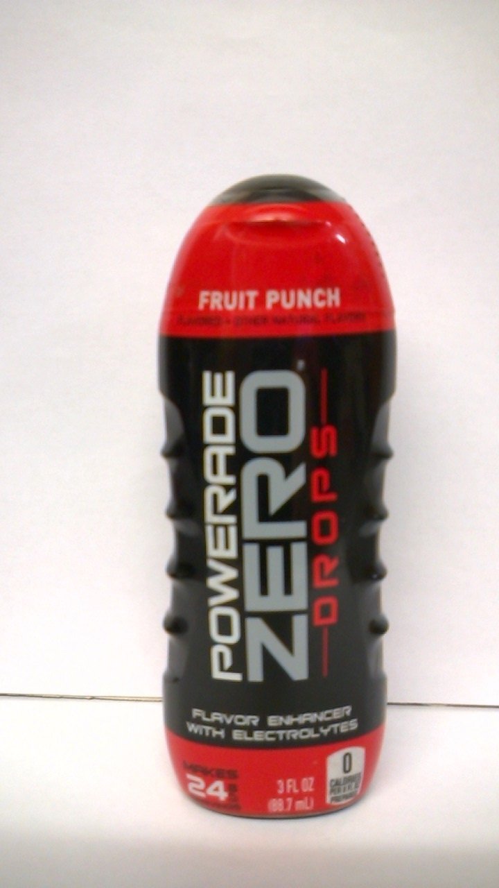 POWERADE ZERO DROPS LIQUID WATER ENHANCER FRUIT PUNCH 88.7 ml MAKES 24 x 8 fl oz SERVINGS