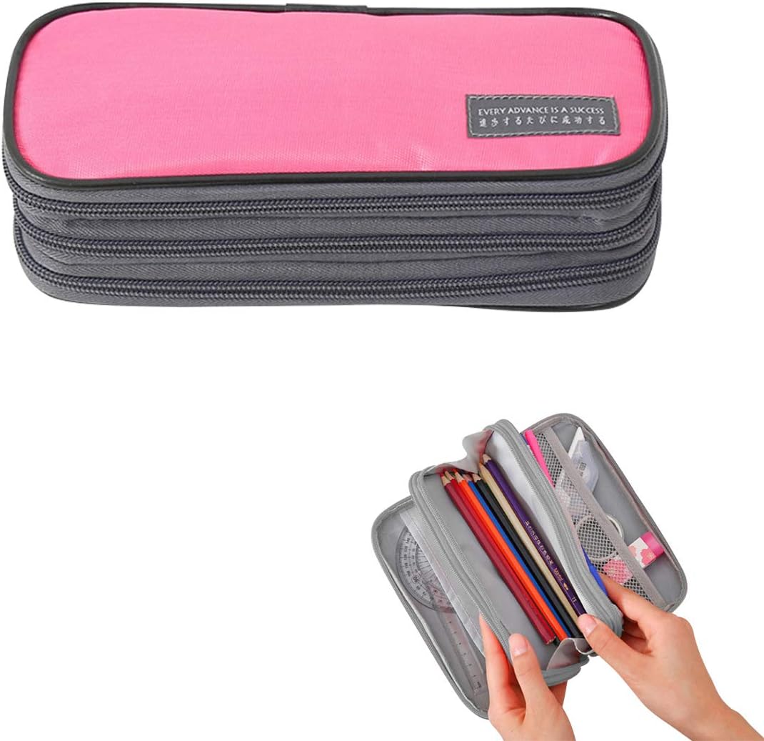 Pencil Case, Big Capacity Pen Marker Holder Pouch Box Makeup Bag, Large Storage Stationery Organizer School College Office for Teens Girls Adults Student (White)