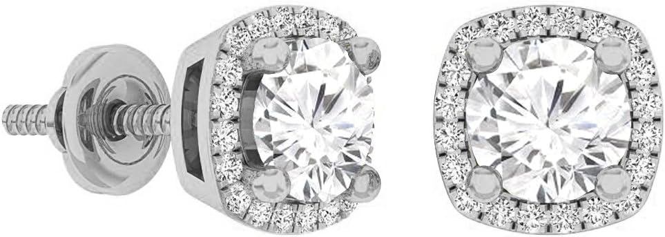 Dazzlingrock Collection 10K 5 MM Each Gemstone Ladies Halo Stud Earrings, White Gold