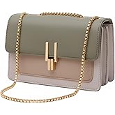 VONCOSS Women's Small Crossbody Bag Quilted Shoulder Purse for Travel Work Wedding, Vegan Leather Handbag Gold Chain Strap | Wedding Guest, Date Night, Travel Essentials, Office Professional, Cocktail Party