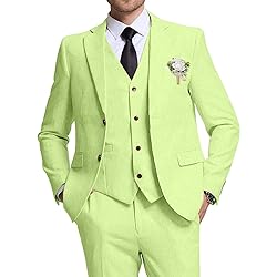 High-End Suits Retro Apple Green Linen Men Suit
