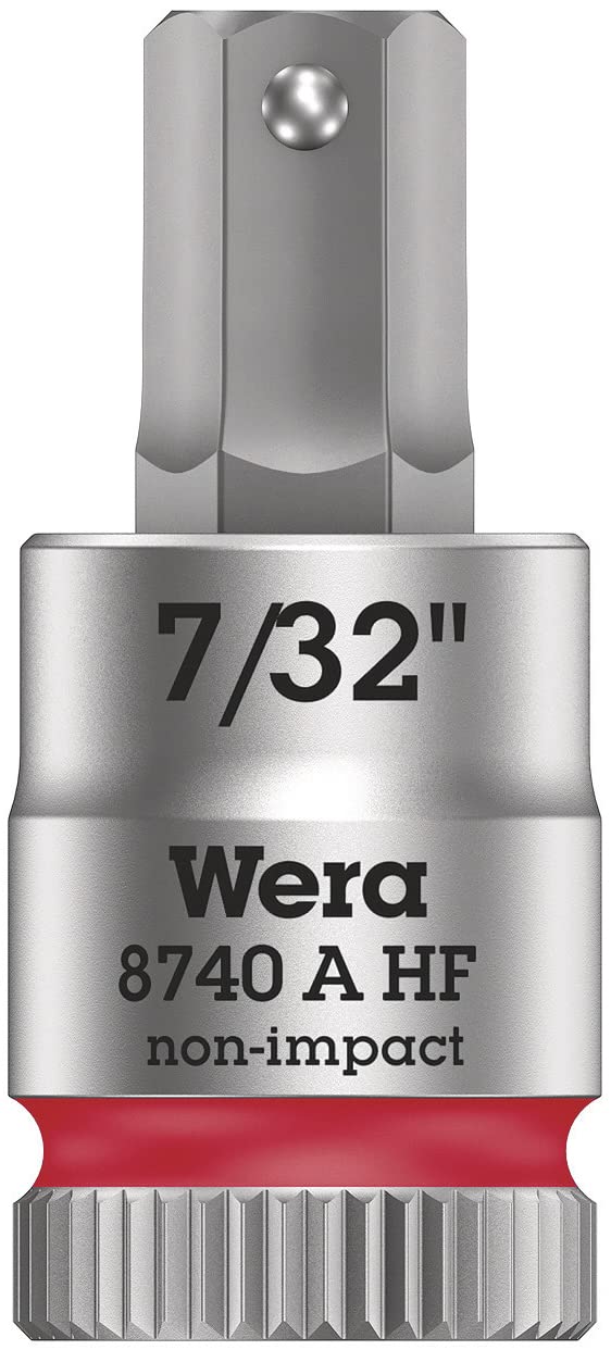 Wera 05003387001 8740 A Holding Function Zyklop In-Hex Bit-Socket, Red, 7/32" x 28 mm