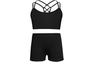 CHICTRY Kids' Girls' 2 Piece Activewear Set Strappy Sport Bra and Booty Short for Dancing Tumbling Athletic Gymnastics