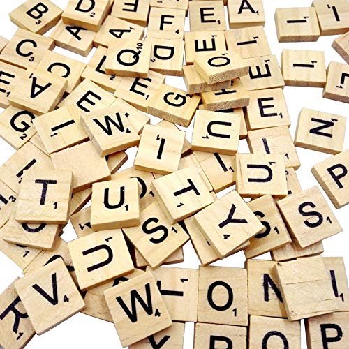 100 PCS Scrabble Tiles Games Wood Letters AZ Capital Letters for