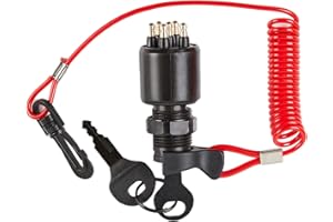 KALANBAY 175974 5005801 Ignition Switch & Key Assembly with Safety Lanyard, Fits for OMC Johnson Evinrude 40-200HP Outboard Motor
