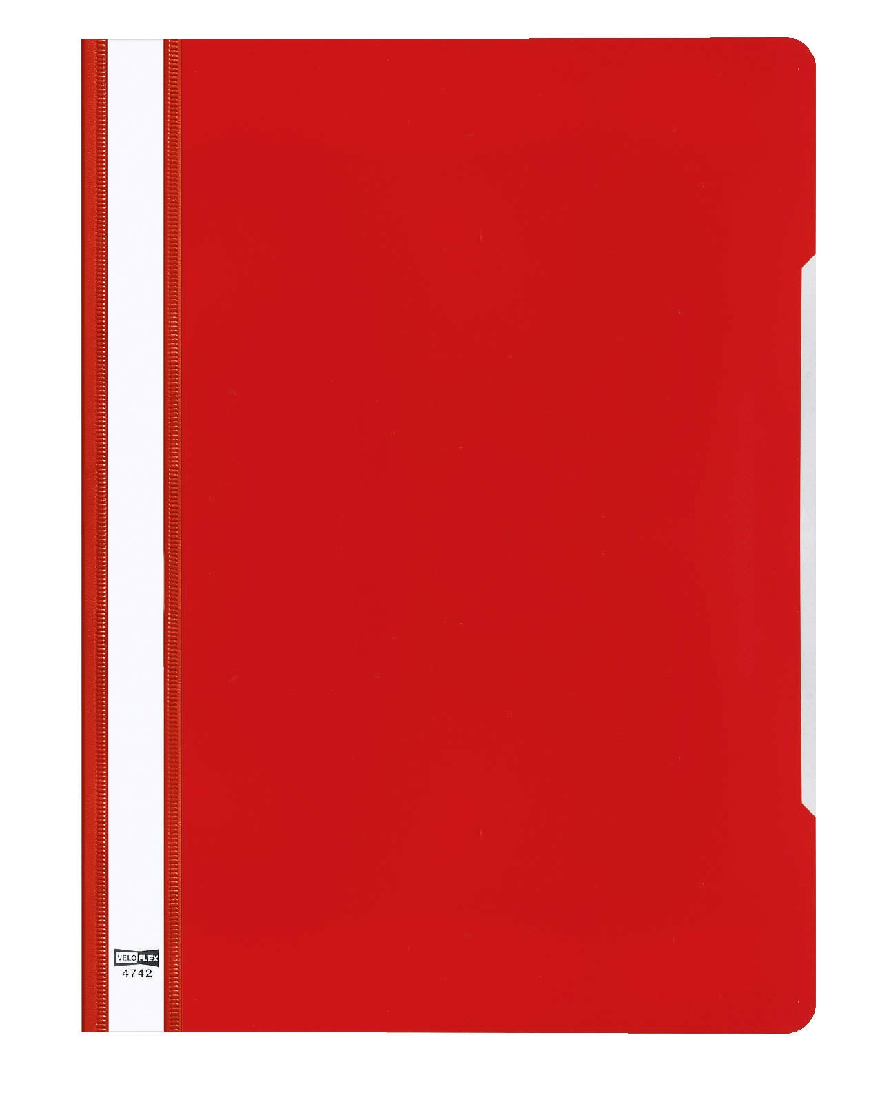VELOFLEX 4742010 Folder DIN A4 PVC Transparent Cover with Labelling Strip Red Pack of 25