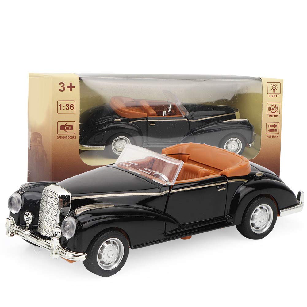Tnfeeon Toy Car Classic Die Cast Model 1:36 Mini Stimulation Alloy Classic Car Roadster with Lights Sound Model Toy Vehicle The Gifts for Children[Black]