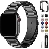 Fullmosa Metal Band Compatible with Apple Watch Bands Series 11 10 46mm, Stainless Steel Strap iWatch Band with Case for Apple Watch, Black