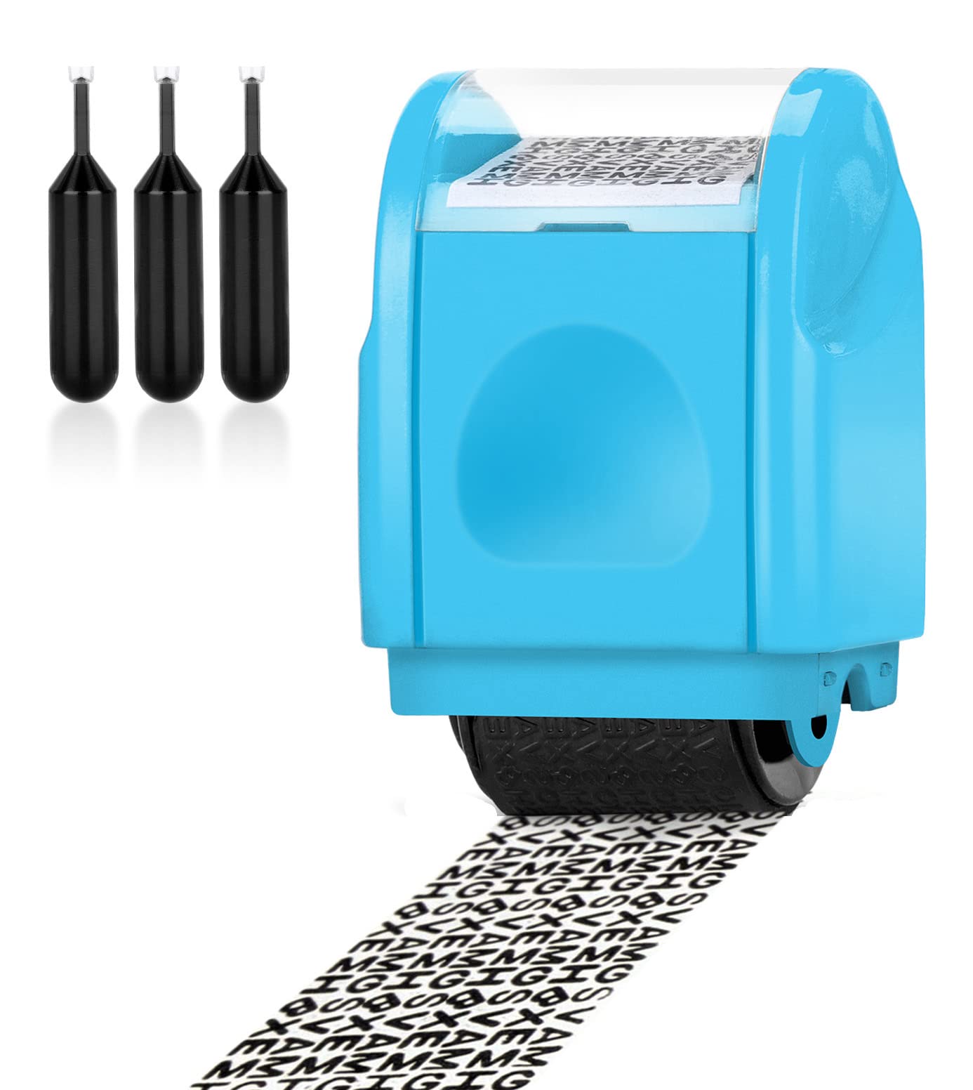 Lindastas Confidential Roller Stamp,Identity Theft Guard Stamp Wide Rolling Security Stamp,Secure ID Security,Anti and Privacy Safety (Small Size (Blue+3 Refills)
