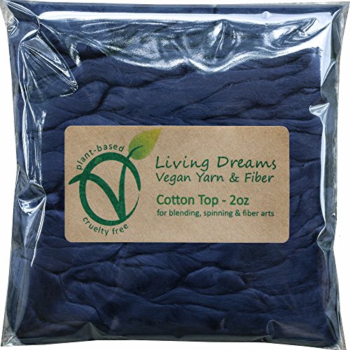 Cotton Fiber for Spinning, Blending, Felting & Fiber Arts. Soft Vegan Combed Top Roving. Navy - Thumbnail 6