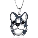 CVRAVO Boston Terrier Gifts 925 Sterling Silver Boston Terrier Necklace Cute Dog Jewelry Gifts for Women