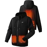 Auxo Unisex Heated Hoodie with 3.7V 20000mAh Battery,Up to 20 Hours Warmth,Fleece Zip Up Hooded Sweatshirt