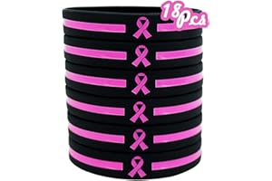 Temogole 18 Pcs Breast Cancer Awareness Bracelets Bulk Items Accessories Simple Pink Ribbon Silicone Wristbands for Women Breast Cancer Awareness Month Favors Fundraiser Survivors Gifts