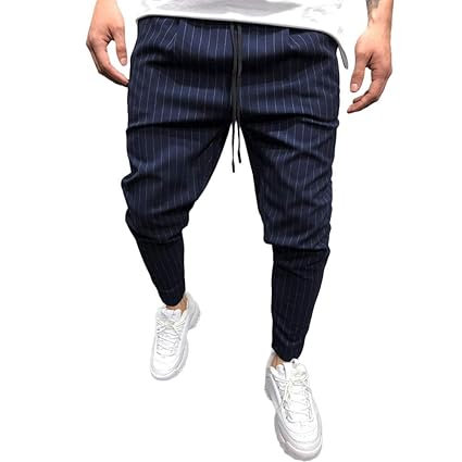  Men Pants Mens Fashion Casual Striped Long