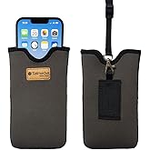 Tainada Neoprene Shockproof Cell Phone Sleeve Pouch Carrying Case for Men Women w/Neck Lanyard, Belt Loop Holster for iPhone 17/16 Pro Max, Air, 16 Plus, 16e, Samsung S25+, S24, A56, Z Fold7 (Gray)