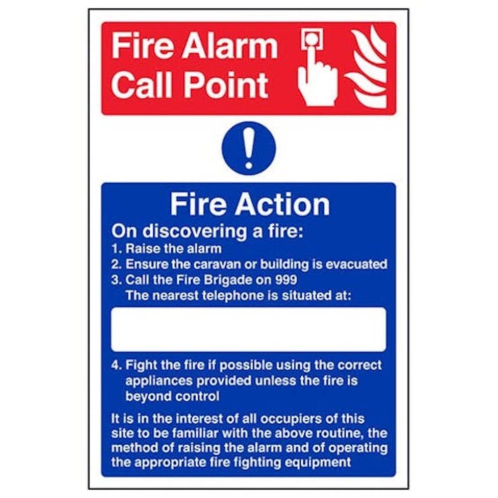V Safety Eco Friendly Fire Action - Caravan Site Fire Action - 150 X 200mm