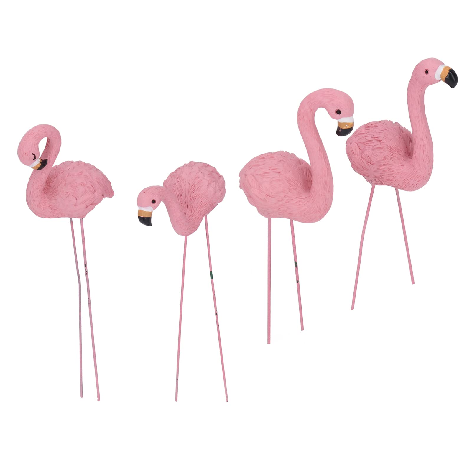 Atyhao 4 Pcs Pink Flamingo Garden Statue, Pink Flamingo Yard Decorations for Patio Lawn Garden Decorations