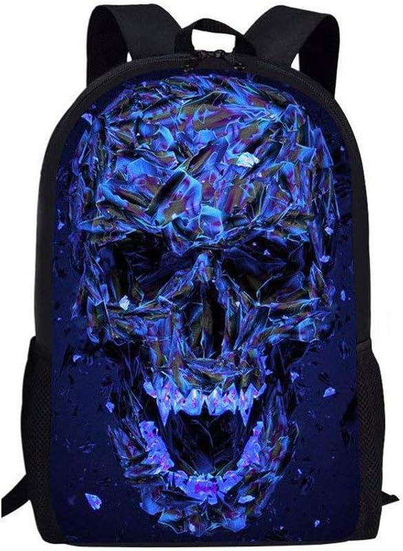 Showudesigns Children Casual Backpacks Space School Bag for Teenagers Girls Boys Skull Galaxy Book Bags Back Pack with Bottle Holder