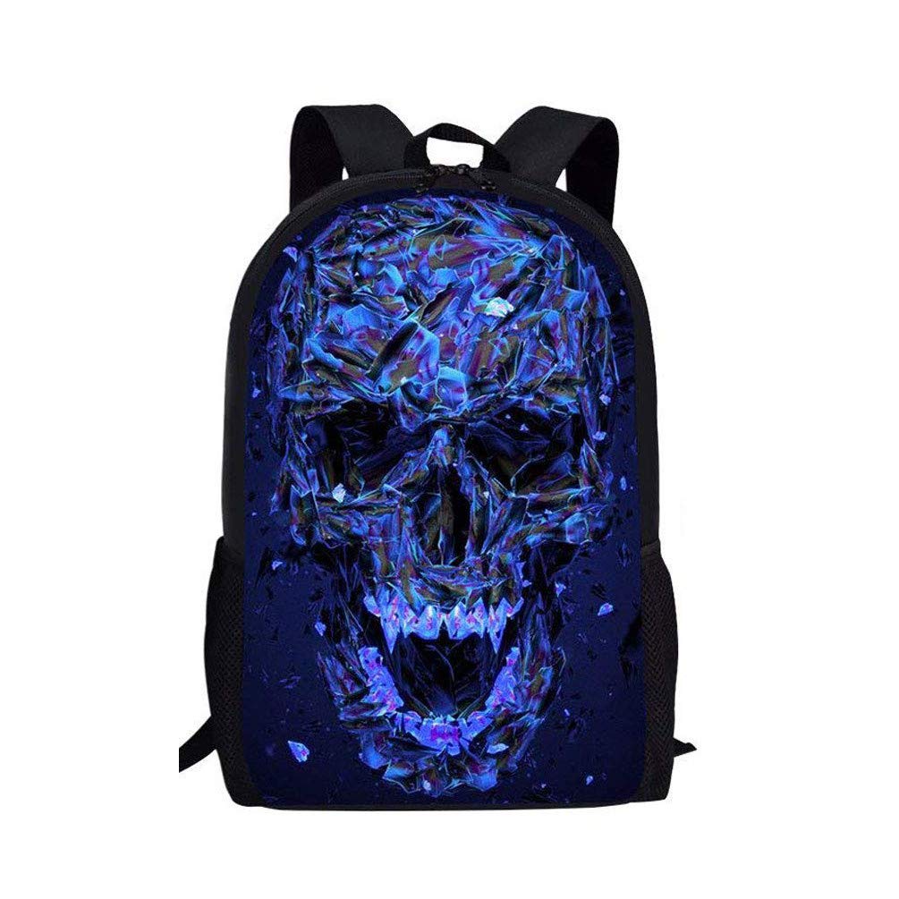 Showudesigns Children Casual Backpacks Space School Bag for Teenagers Girls Boys Skull Galaxy Book Bags Back Pack with Bottle Holder