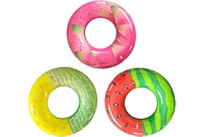 U-Vathing 3 Pack Inflatable Pool Tube Raft Inflatable Fruits Painting Pool Float Swim Rings for Adults Summer Swimming Float 