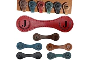 BYLIDRIM Personalized Magnetic Leather Initial Bookmark, 26 Letters Customized Multi-Functional for Women, Teachers, Book Lovers (J, Red)