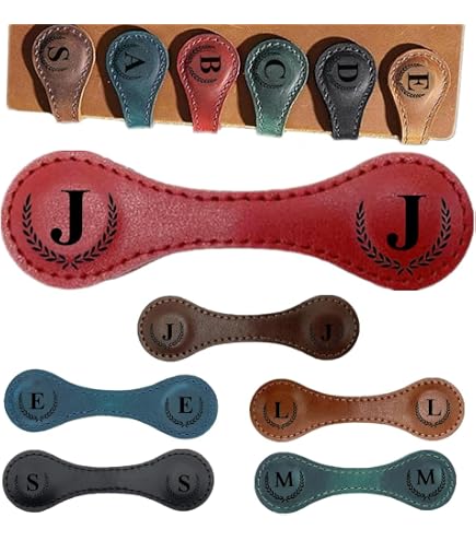 Personalized Magnetic Leather Bookmark — Engraved Initial, Vintage Style, Gift For Book Lovers