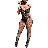 Lysvihart Sexy Fishnet Bodystocking Plus Size Sheer Stretchy One-Piece Mesh Lingerie for Party Date