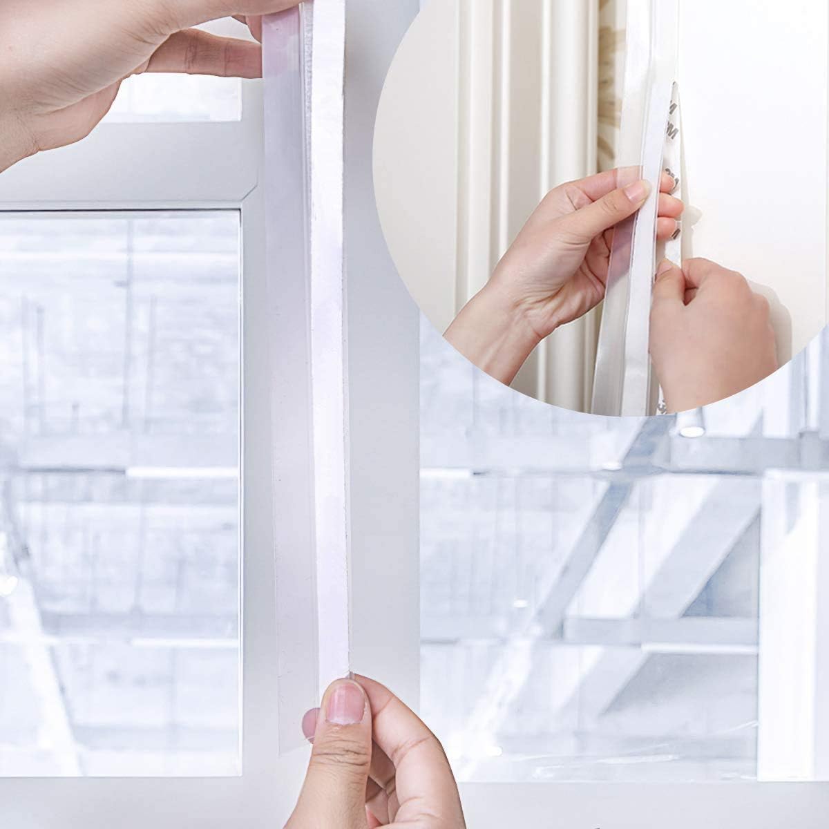 10 Meters Silicone Seal Strip, BetterJonny 35mm Draught Excluder Tape Door Seal Strip Self Adhesive Weather Stripping for Door Window Transparent - Image 3