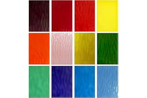 Unicoshape 12 Sheets Stained Glass Pack, 6" X 4" Cathedral Art Mosaic Glass Tiles for Crafts, Mixed Texture