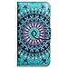 Bcov Case for iPhone 6s Plus/iPhone 6 Plus, Green Mandala DesignLeather Flip Wallet Case Cover with Card Slot Holder Kickstand for iPhone 6 Plus/6S Plus