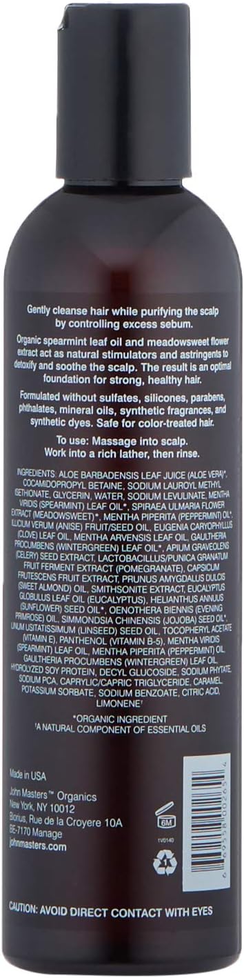 John Masters Organic Scalp Stimulating Shampoo With Spearmint & Meadowsweet, Black, 236 ml (Pack of 1) - Image 3