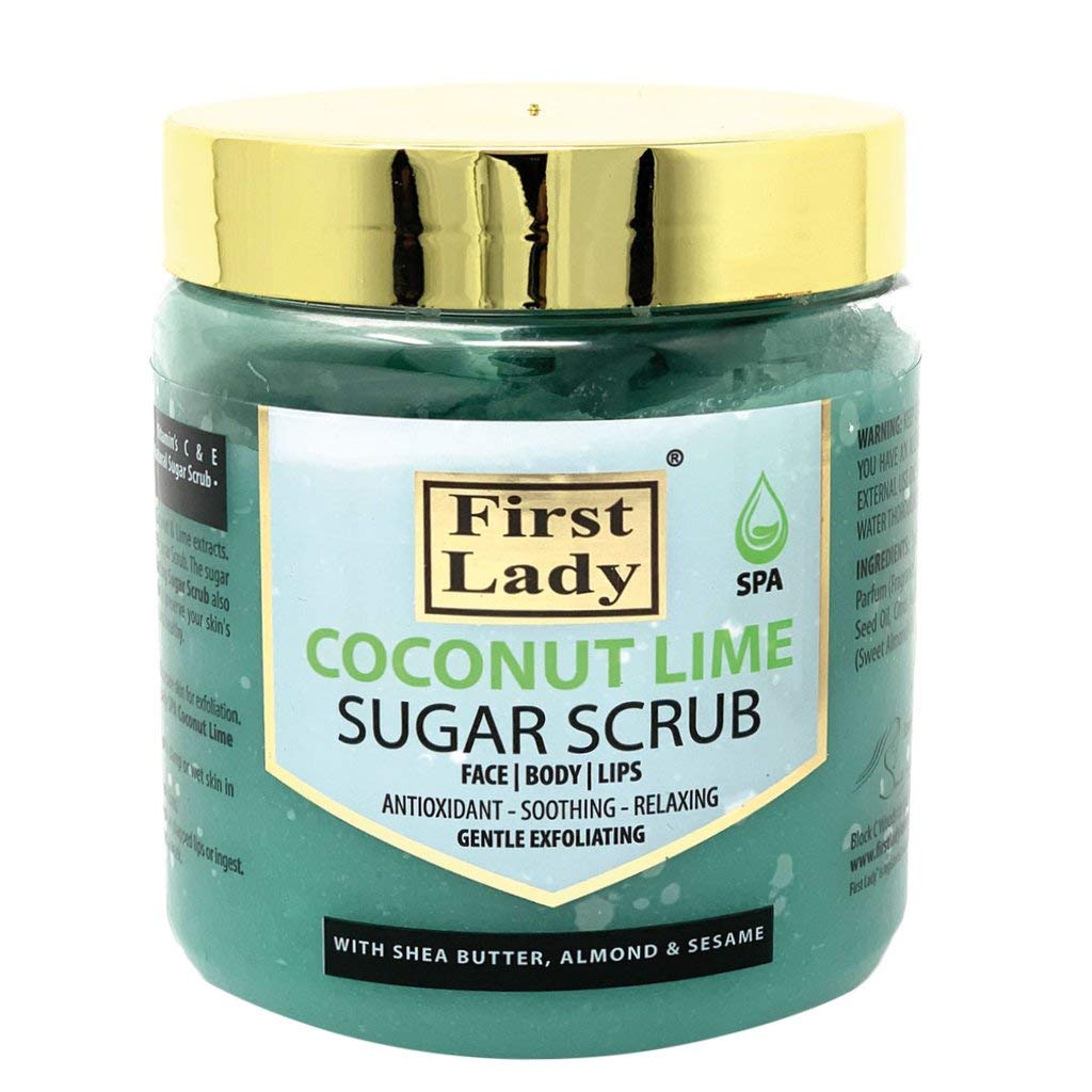 First Lady Coconut Lime Sugar Scrub 500ml – Exfoliating Face, Body & Lip Scrub with Shea Butter, Almond Oil & Sesame Oil – Smooth & Hydrating Skin Polish
