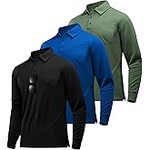 SWISSWELL 3 Pack Long Sleeve Polo Shirts for Men Moisture Wicking Work Collared Shirt with Pocket