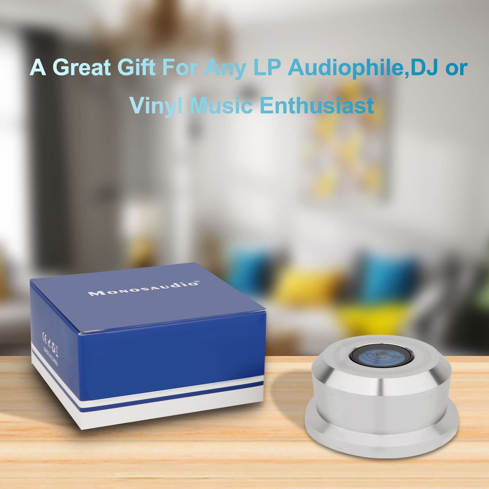 Monosaudio Schallplatte Gewicht 320G 60Hz Silber Vinyl Schallplatte Disc Stabilisator Plattenspieler Level Aluminium Vinyl Klemme Phono Gewicht LP Schallplatte Puck für Phonograph Plattenspieler 7