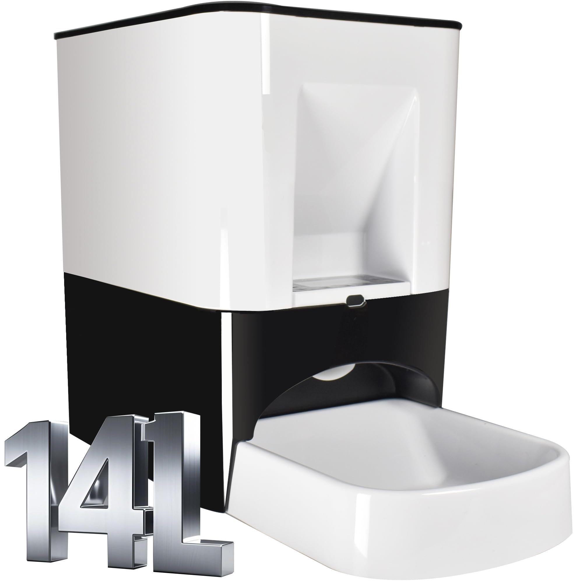 Photo 1 of 14L Automatic Dog Feeder Large Breed, Programmable Auto Pet Food Dispenser, Timed Dog Feeder Extra Large, Portion Control, 1200mAh Battery and Plug-in Power White