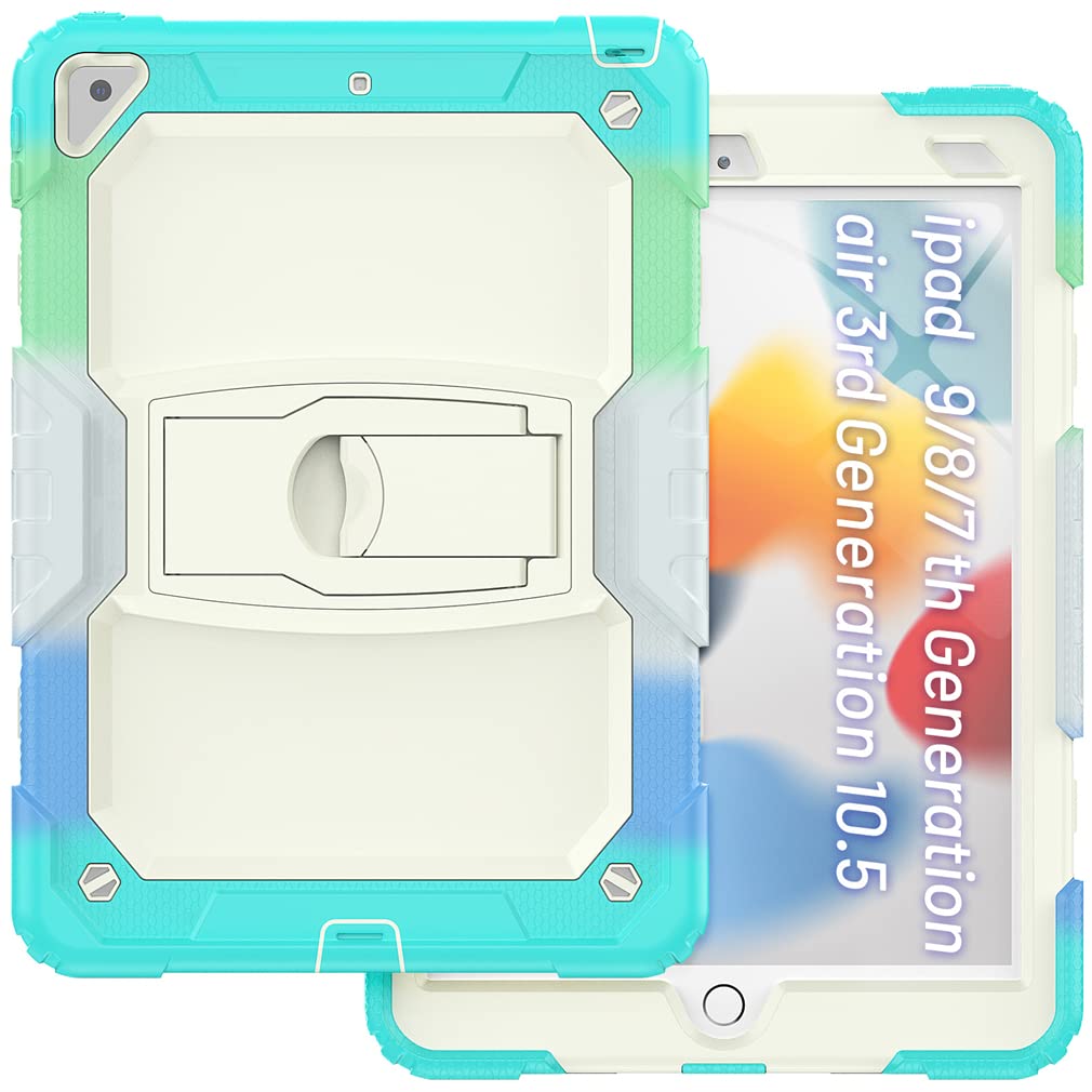 Case for iPad Air 3 2019 /iPad Pro 10.5 2017 with Holding Stand, Robust Shockproof Protective Case with 3-layer structure design, Camouflage blue