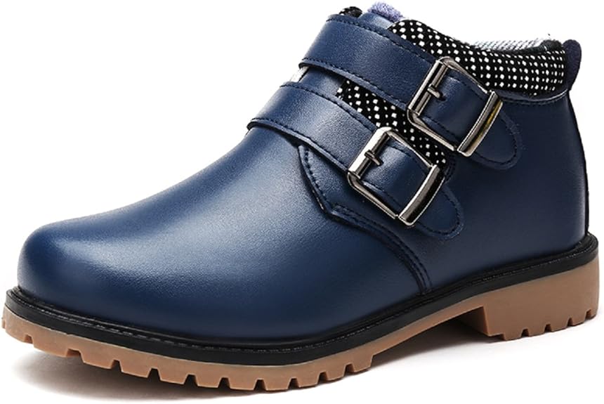 LUNGJI Kids Martin Boots Boys Fur Lined Non