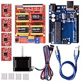 Quimat Arduino CNC Kit with Stepper Motor,CNC Shield V3.0 + UNO R3 + 4 PCS A4988 Driver + Nema 17 Stepping Motor for 3D Printer CNC,GRBL Compatible