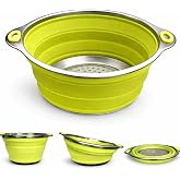 Oneida 8 inch Color Burst Stainless Steel Silicone Collapsible Colander Strainer - Green
