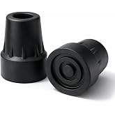 Vive Cane Tips (Set of 2) - Heavy Duty 3/4 inch Replacement Rubber Foot | Black Attachment Base Grip - Accessories for Walking and Standing Stick - Durable End for Women, Men, Seniors, Elderly