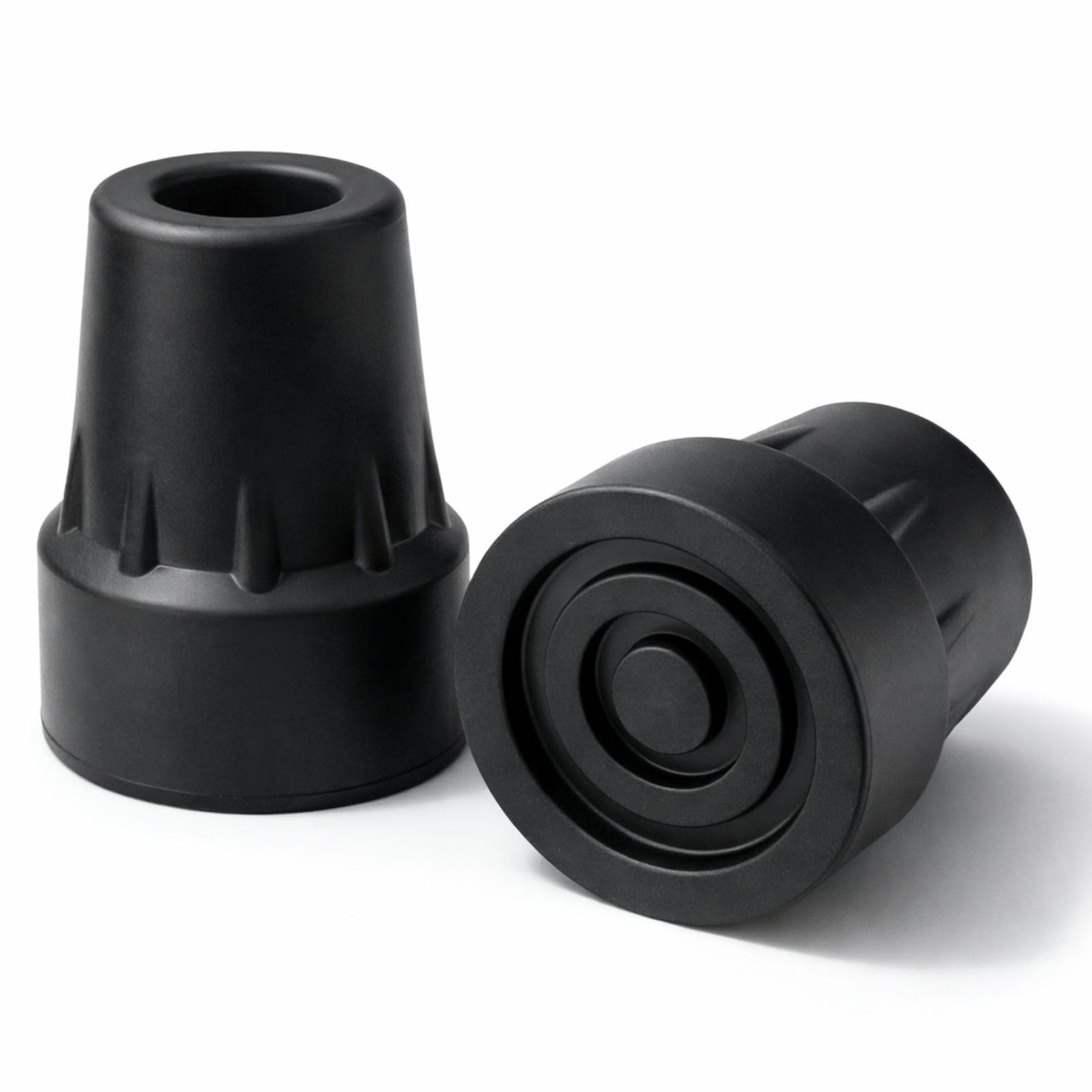 Vive Walking Stick Rubber Ends (2 Pack) - 19mm Replacement Ferrules for Walking Cane - Non-Slip Tip (Black)