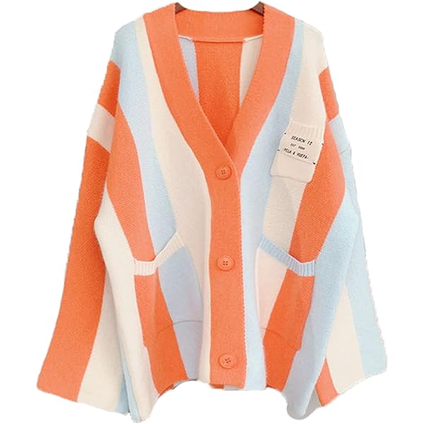 Womens Long Sleeve Cable Knitted Color Block Boho Striped Sweater