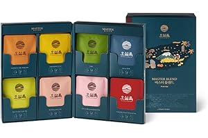Osulloc Master Blend Collection Blended Organic Green Tea for Gift (Sejak, Tangerine, Yuja, Moon Walk, Camellia Flower, Cherry Blossom, Wedding, Jeju Orchid) (8 Product X 4EA)