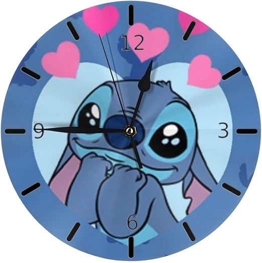 Amazon Co Jp スティッチの壁紙が可愛いです 掛け時計 円形 シンプル 静音 おしゃれ 高級感 フレームなし インテリア 壁掛け時計 置き時計 ホーム キッチン