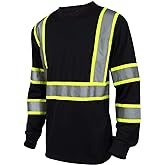 L&M Hi Vis Class 3 T Shirt Reflective Safety Black Short Long Sleeve HIGH Visibility 39 55