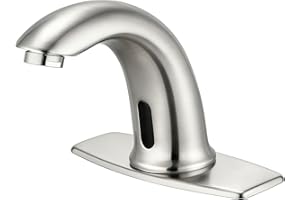 Touchless Bathroom Sink Faucet Automatic Motion Sensor Hands Free Faucet with Hole Cover Plate Water Valve,Commercial Solid B