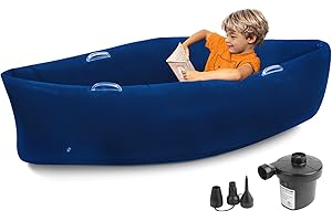 EKEPE Inflatable Sensory Chair for Kids, Sensory Toys for Autistic Children,60 inches Comfy Chair Sensory Pea pod with Pump - ADHD Chair Provide Sensory Input & Therapeutic Compression - Blue